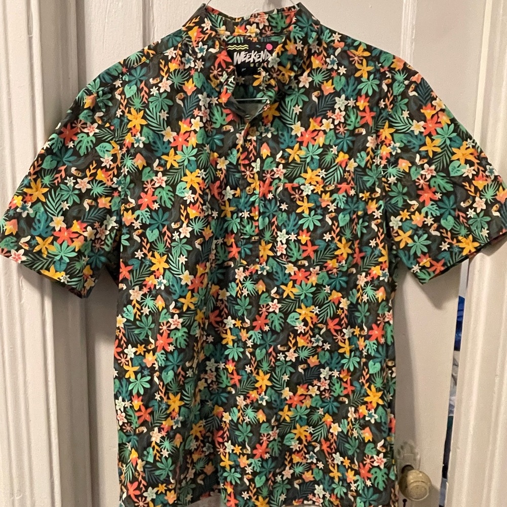 Chubbies Men's Floral Short Sleeve Shirt - Green and Yellow